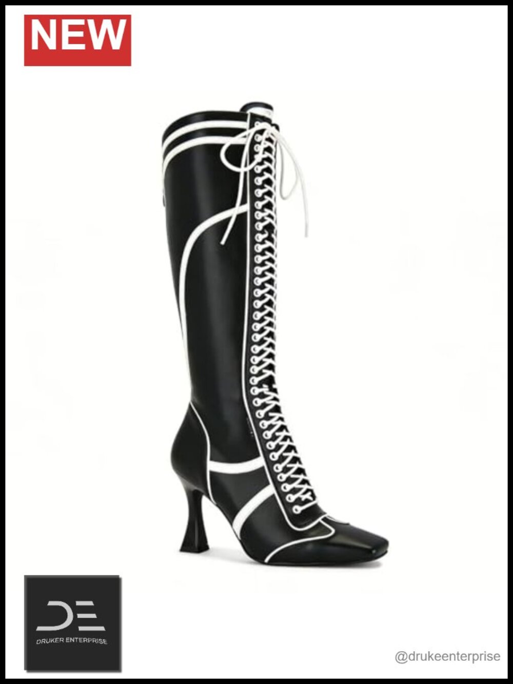 Women's Lace Up Knee High Heel Boots Winter